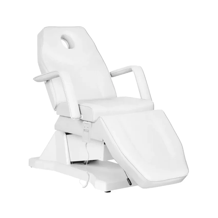 Fauteuil de beauté électrique avec rembourrage moelleux, blanc, avec 1 moteur