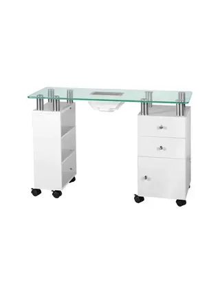 Table de manucure en verre avec absorbant 013b, blanche