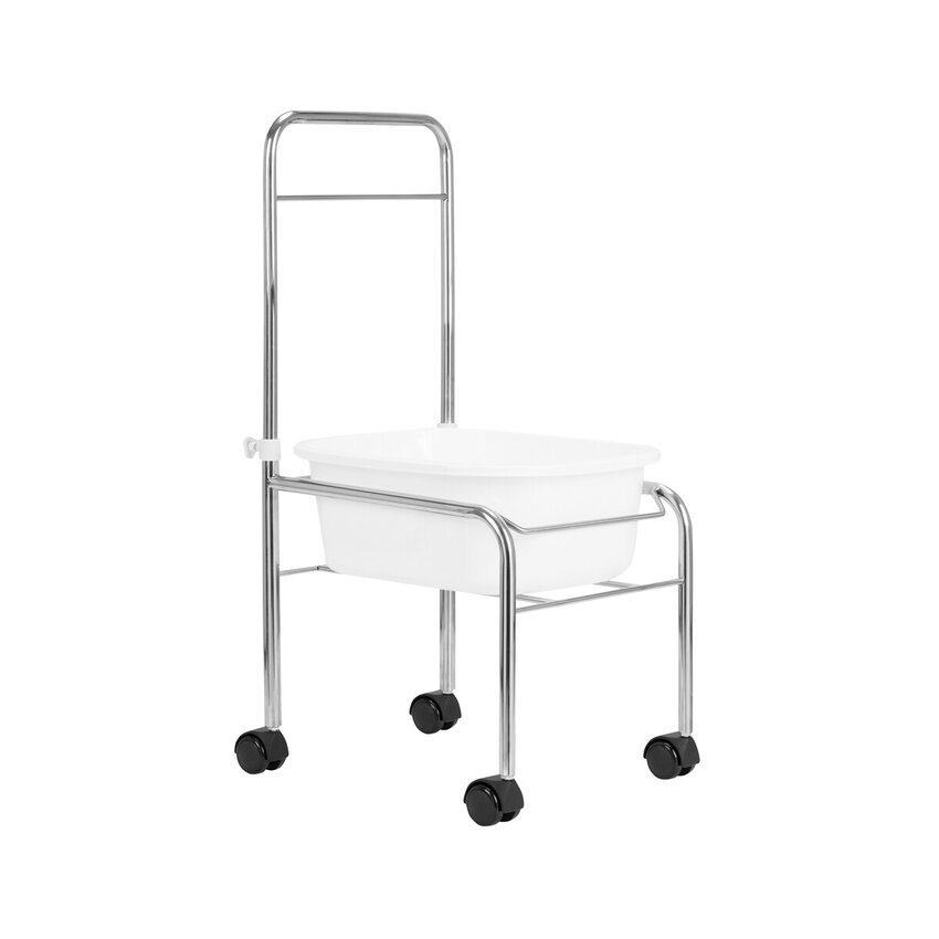 Bain de pieds sur roulettes chromé pour pédicure