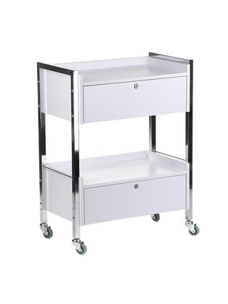 Servante blanche à 2 tiroirs avec serrure