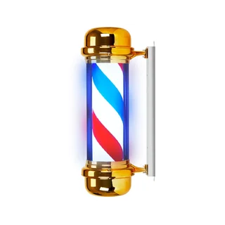 Lampe lumineuse Barber Pole pour coiffeur BB-02 dorée grande taille