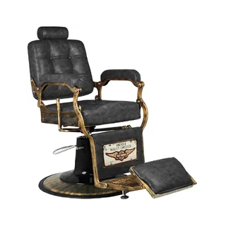 Fauteuil de barbier Vintage HD Old Leather noir
