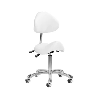 Tabouret selle blanc à 5 roulettes Giovani