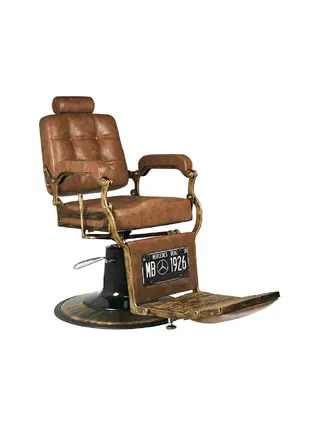 Fauteuil de barbier Gabbiano Boss en cuir vieilli marron clair