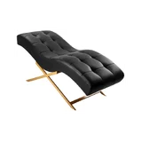 Fauteuil de soin des cils Alba avec base dorée - noir
