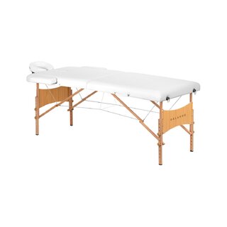 Table de massage pliable Balance Lux en bois, 2 parties, 190 x 70 cm, blanche