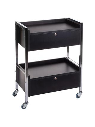 Servante noire à 2 tiroirs avec serrure