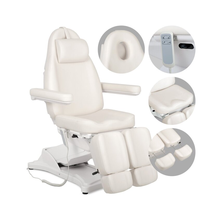 Fauteuil de soins esthétiques électrique Elara PRO 6P - blanc