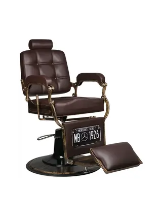 Fauteuil de barbier Gabbiano Boss en cuir vieilli marron
