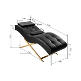 Fauteuil de soin des cils Alba avec base dorée - noir