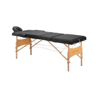 Table de massage pliable Balance Lux en bois, 3 parties, 190 x 70 cm, noire